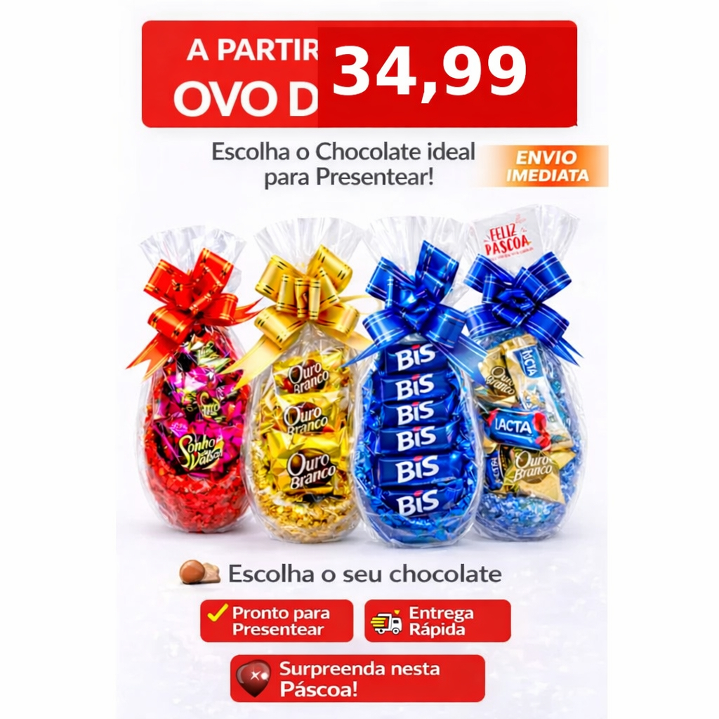 Presente Ovo de Páscoa 250g Recheado Chocolate Bo