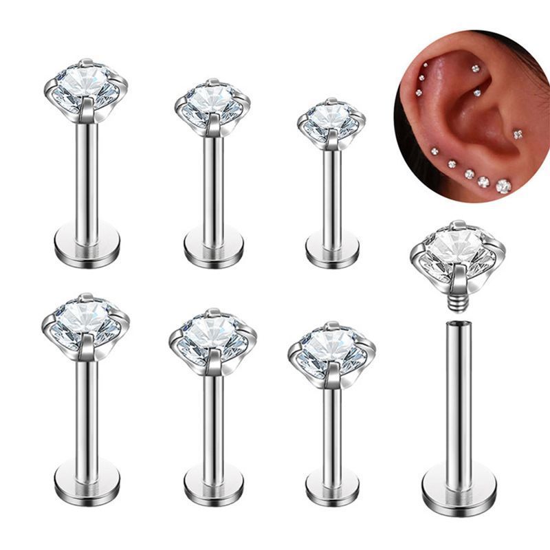 Kit 12 Piercing Labret Ponto De Luz (2.5mm) Helix 