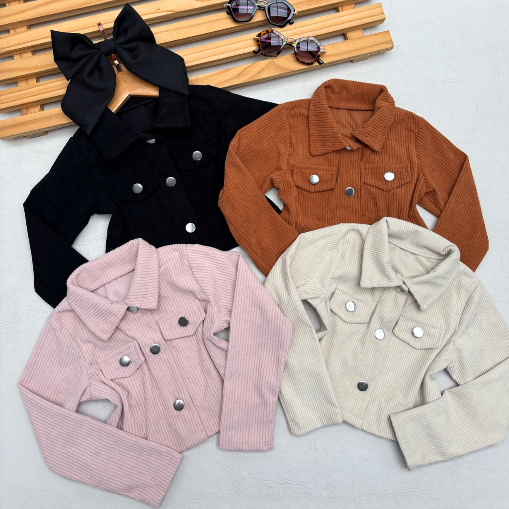 Jaqueta Feminina Infantil Veludo Cotelê Canelado