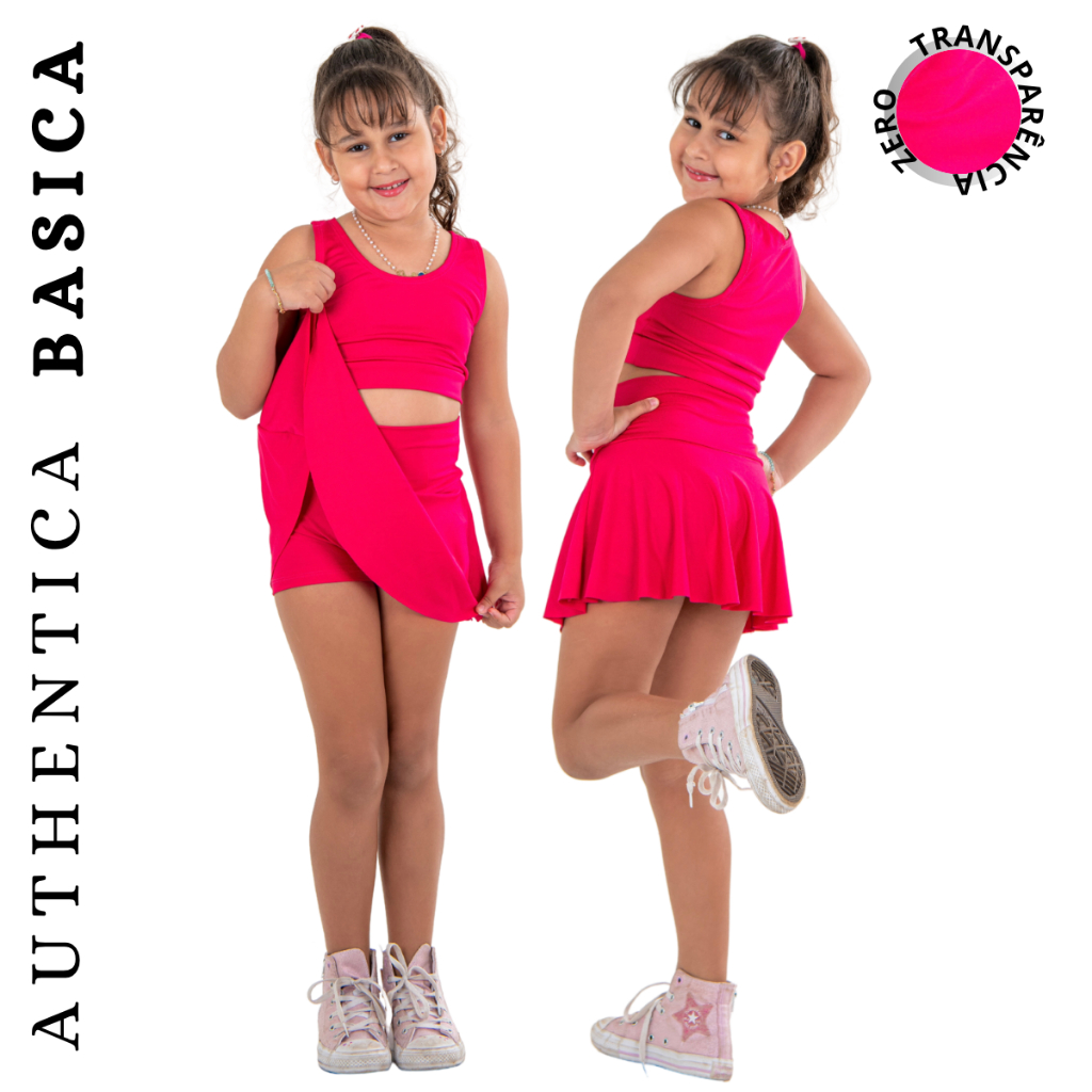 Short Saia Infantil  Liso Suplex Uniforme Escolar 