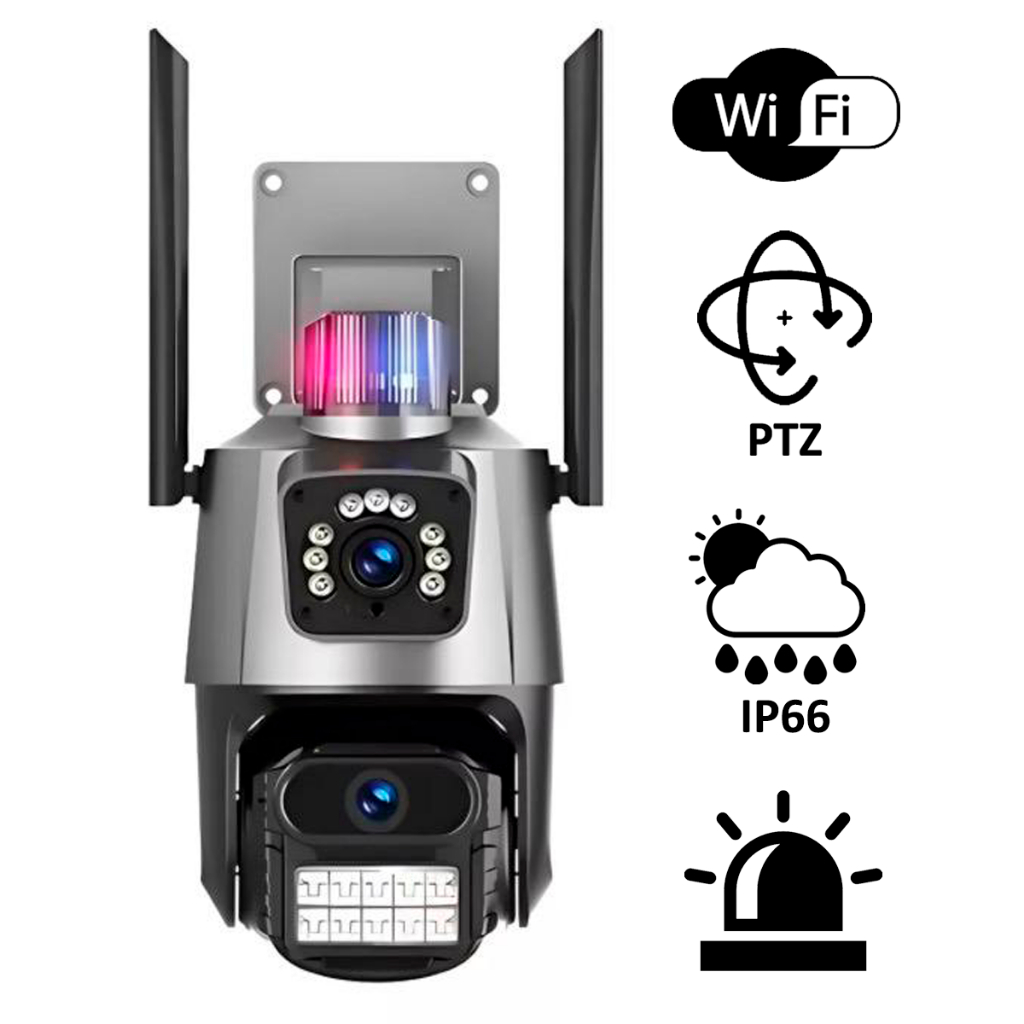 Câmera Wi-Fi Speed Dome com Alarme, Sirene Polici