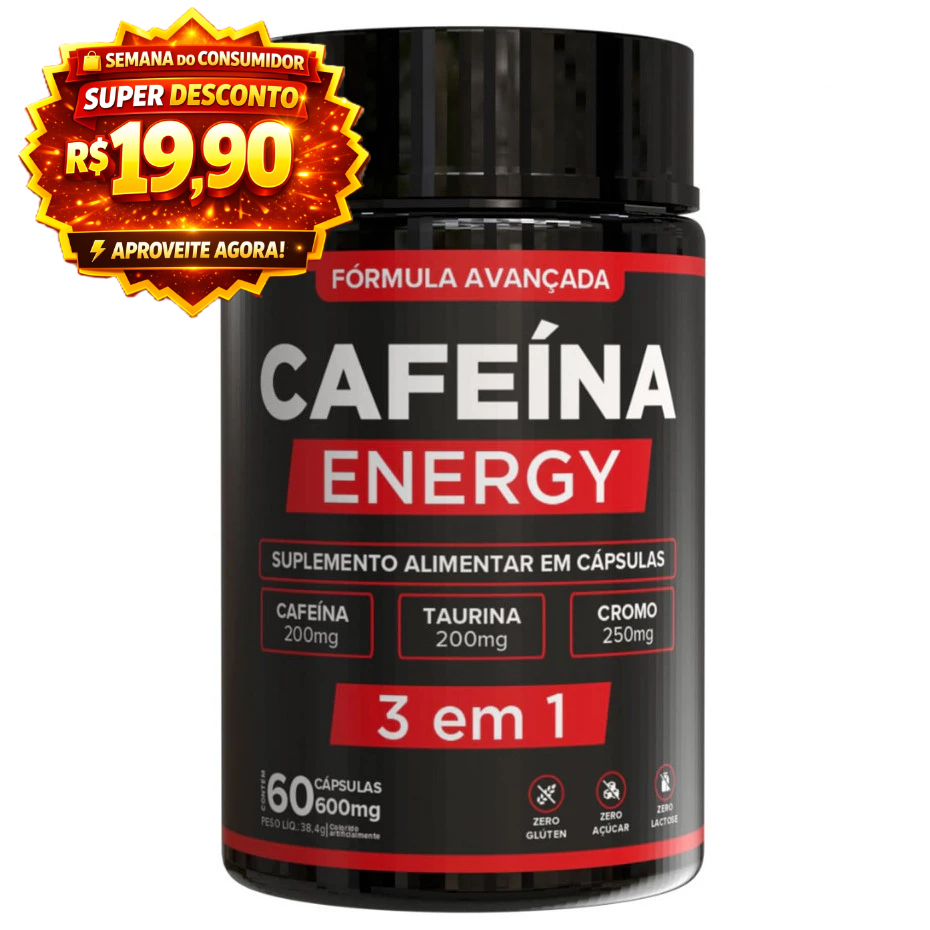 Cafeína Taurina e Cromo + Energia, Foco e Perform