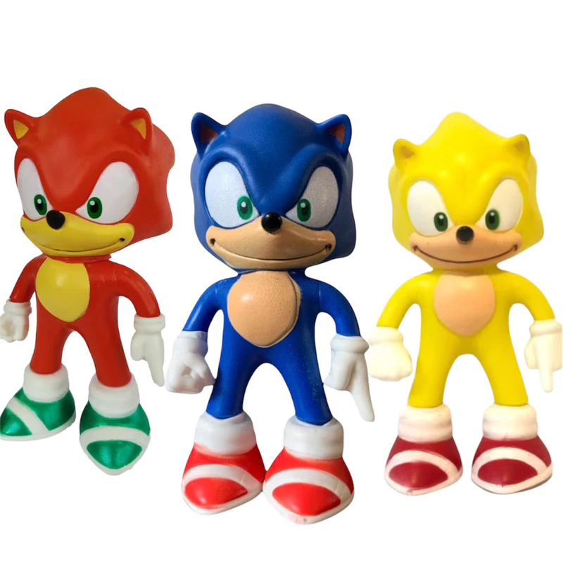Kit Sonic Completo  3 Bonecos Sonic Vermelho, Amar