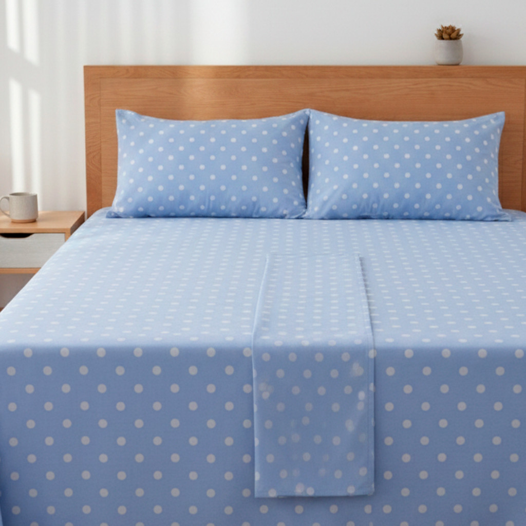 Kit 3 Pçs Lençol Casal Percal 500 Fios Linha Pre