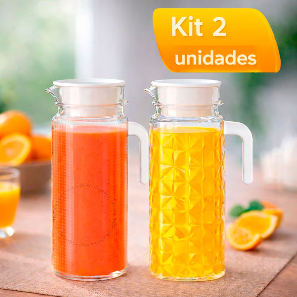 Kit 2 ou 1 Jarra Vidro Suiça Transparente 1,1 Lit