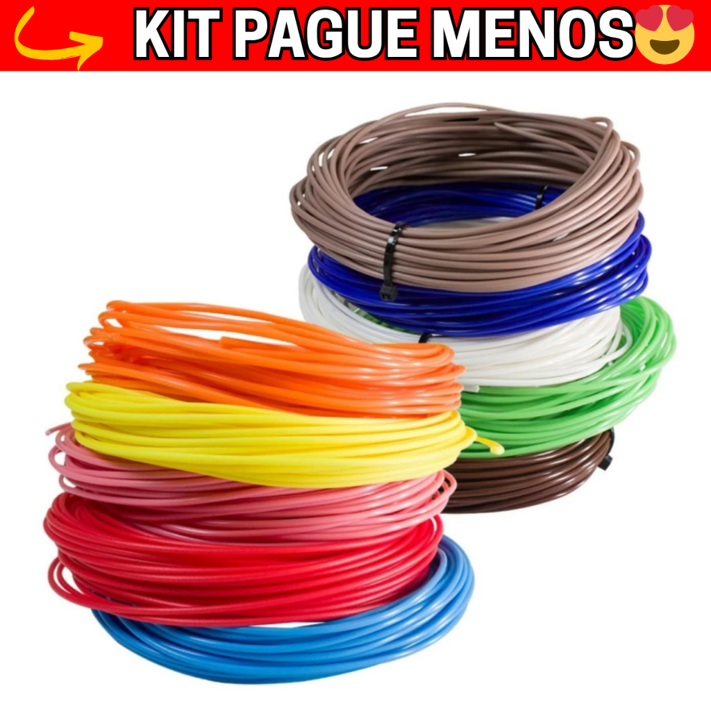 Refil Filamento Abs Kit 10 Cores 25/50/100 M Impre