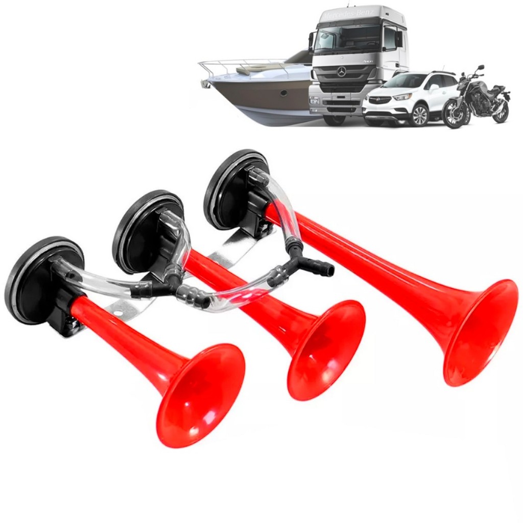 Buzina Ar 3 Corneta Para Caminhão Carro Verdureir