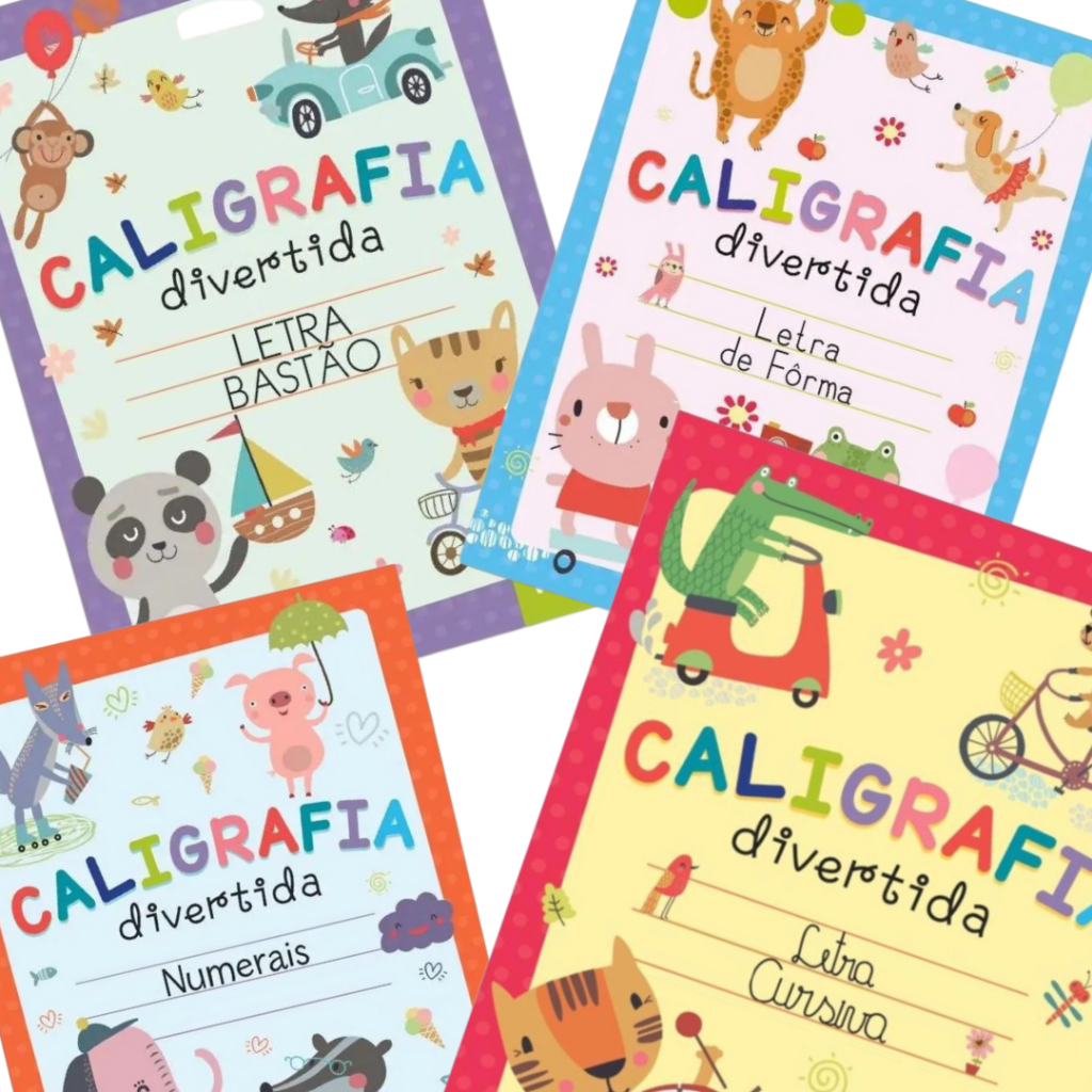 Kit com 4 Livro De Caligrafia Infantil para refor�