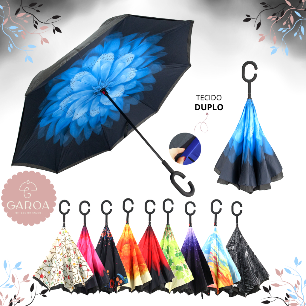 Guarda Chuva Invertido Reforçado Tecido Duplo Par