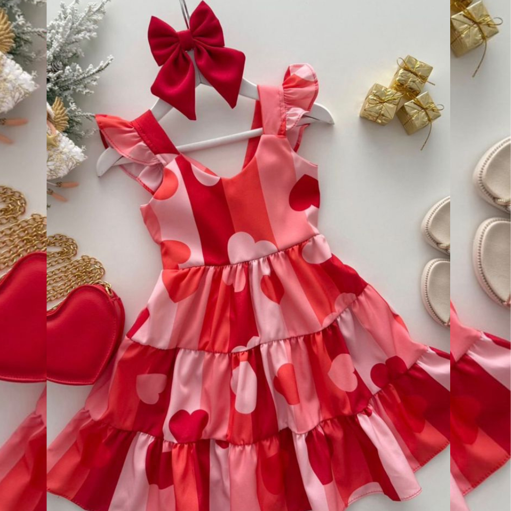 Vestido Vermelho coração Luxo