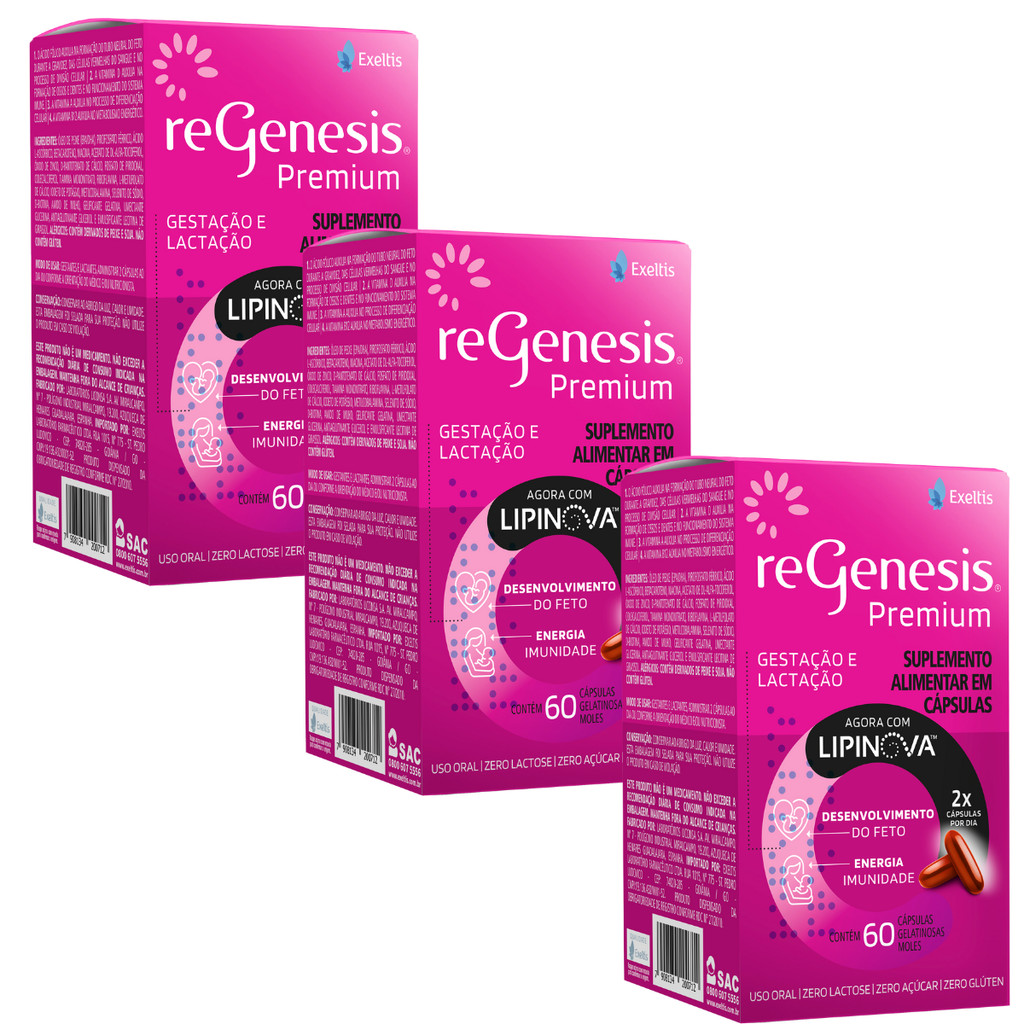 Kit 3 Regenesis Premium 60 Capsulas Vitamina Para 