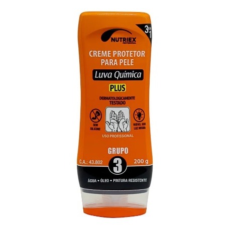 Creme Protetor para as Mãos Luva Química Tipo 3 