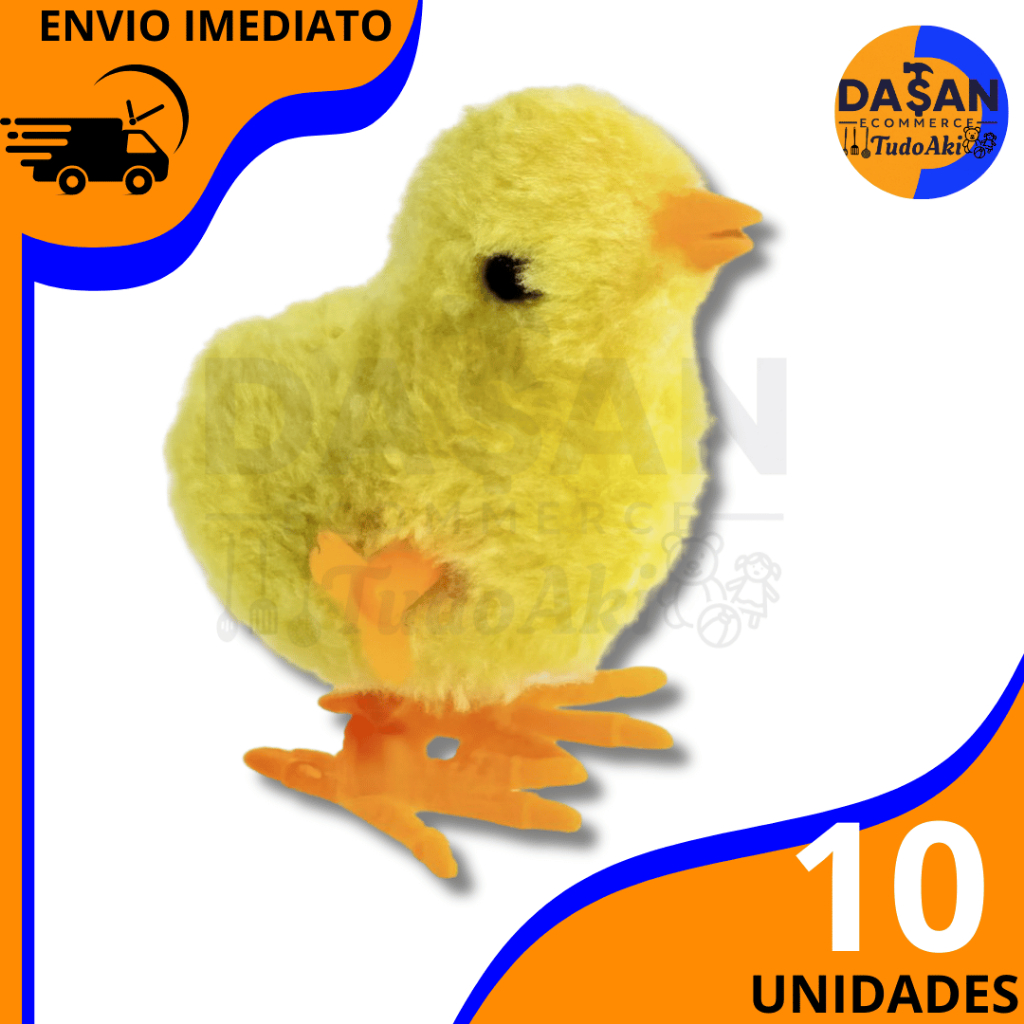 Kit com 10 Pintinhos Amarelos Mecânicos a Corda  