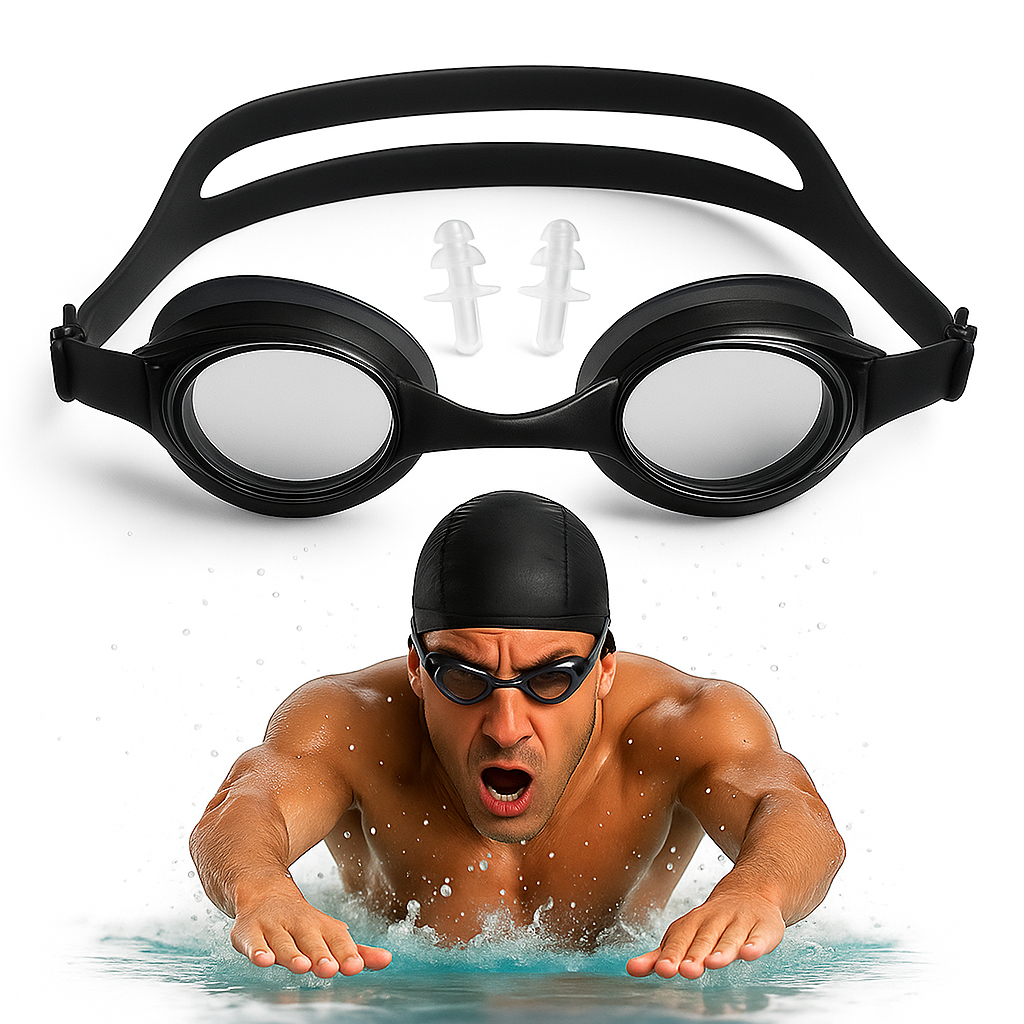 Kit Óculos + Touca de Natação Adulto e Infantil