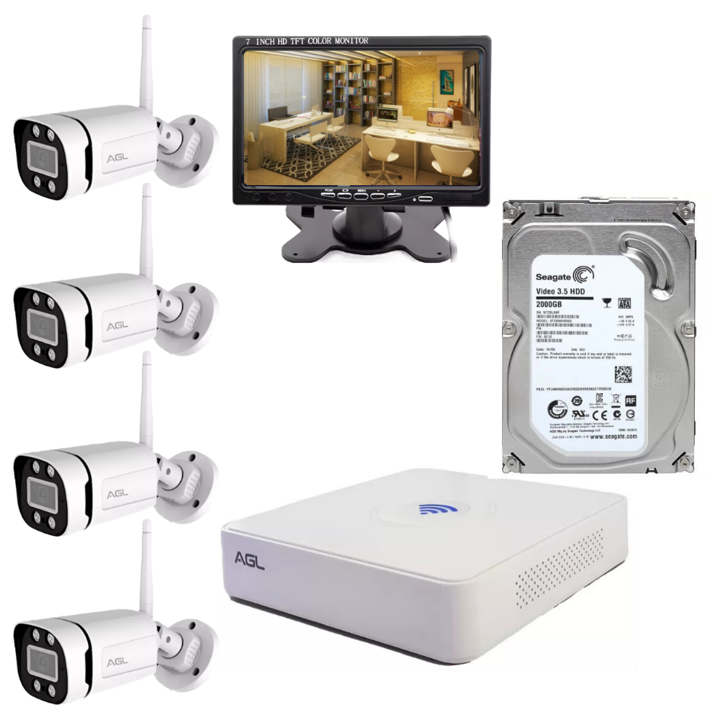 KIT CFTV WIFI 1080P 4 CAMERAS E HVR AGL 1204 ̵