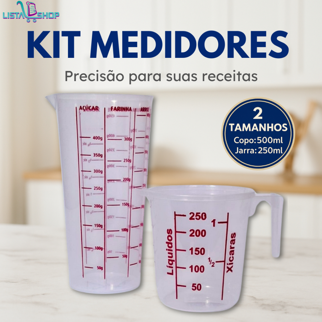 Kit Copo Medidor + Jarra Medidora 500ml e 250ml Co