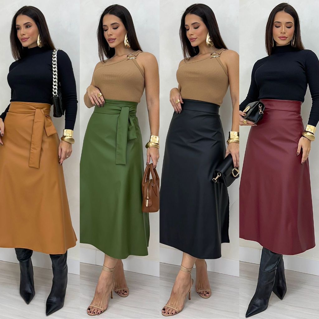 SAIA FEMININA COURO MIDI ENVELOPE AMARRAÇÃO + MO