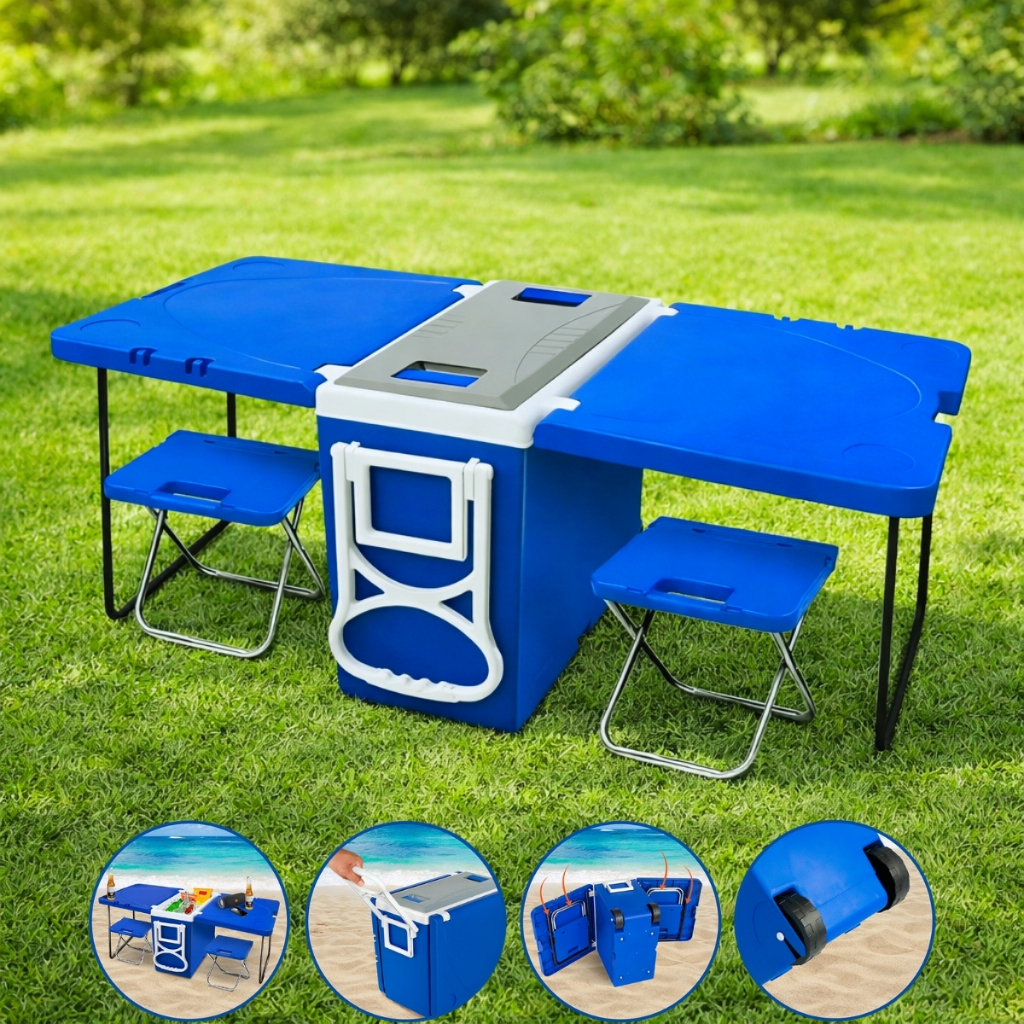 Super Caixa Térmica Cooler Mesa 32 Litros com Rod