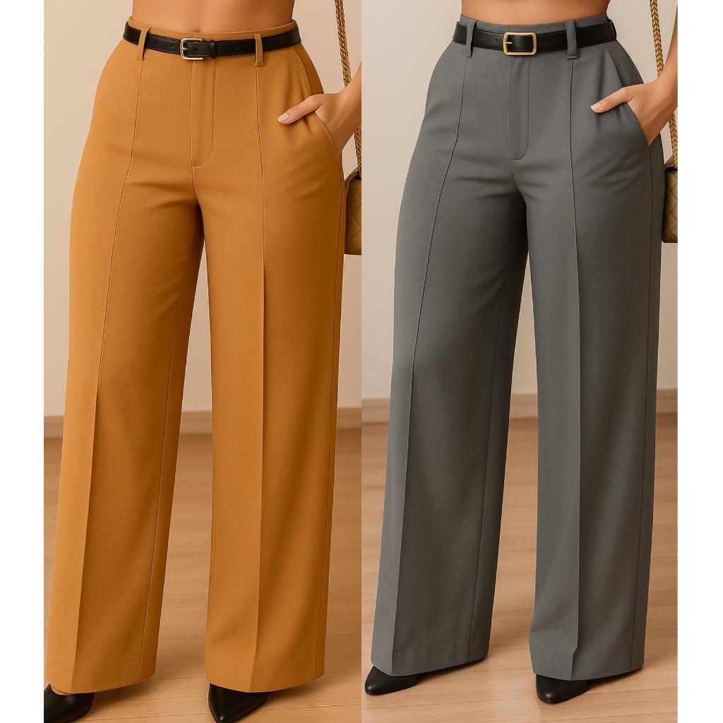 CALÇA PANTALONA CON CORTE ALFAIATARIA  SOCIAL  E 