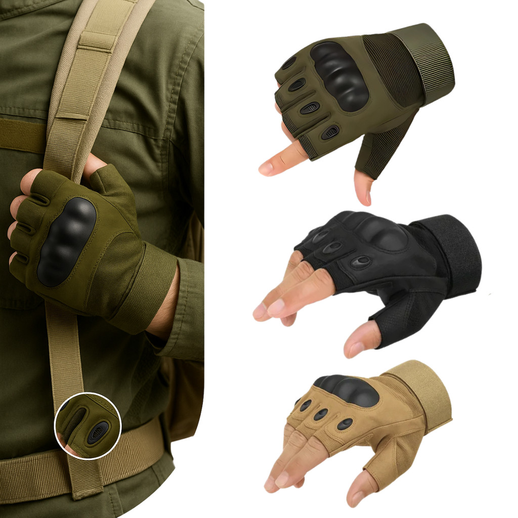Luva Meio Dedo Tática Militar  Proteção para Ci