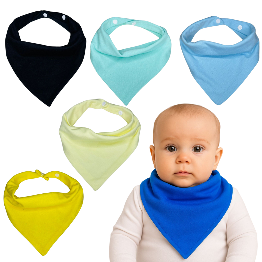 Kit C/10 Babador Bandana De Bebê 100% Algodão &#