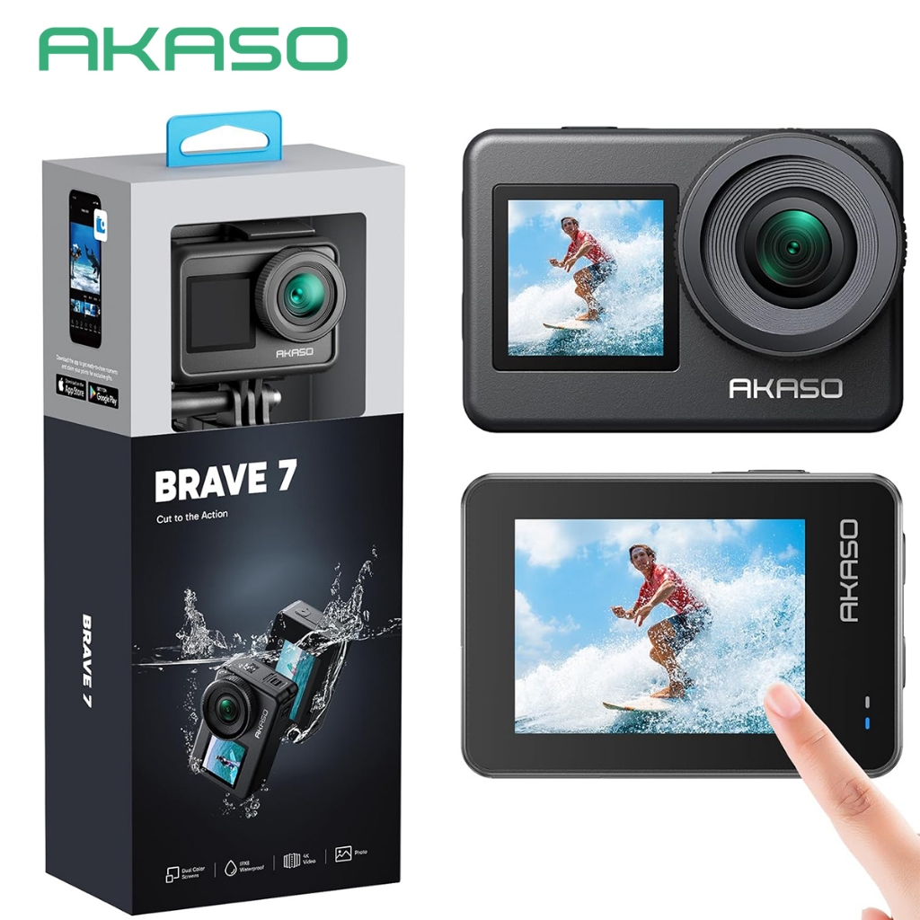Câmera de Ação AKASO Brave 7 4K, 20MP, Tela Tá