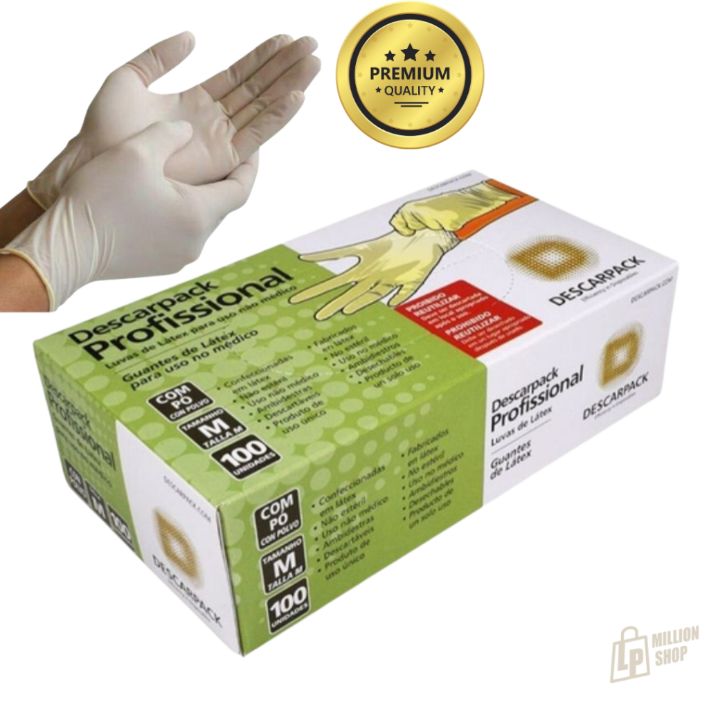 Luva Látex Profissional Com Pó Descartável 100 