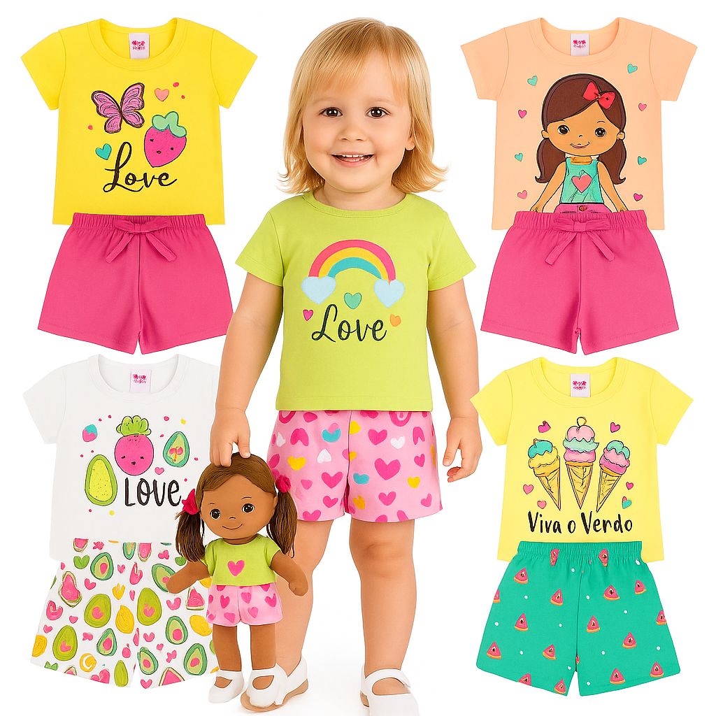 Kit 4 Peças Roupa Infantil Juvenil Menina 2  Cami