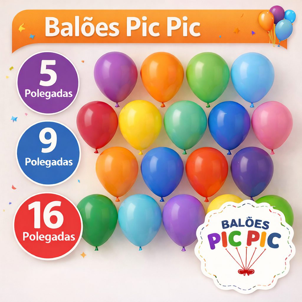 Balão Redondo 5, 9 e 16 Polegadas – Pic Pic