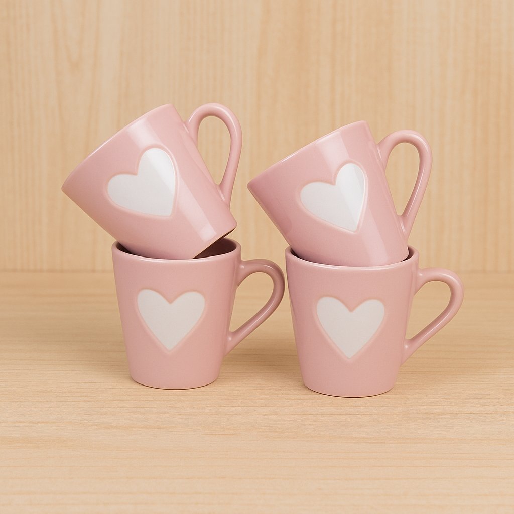 Jogo Kit 4 Xicaras Canecas Chá Café Porcelana Ro