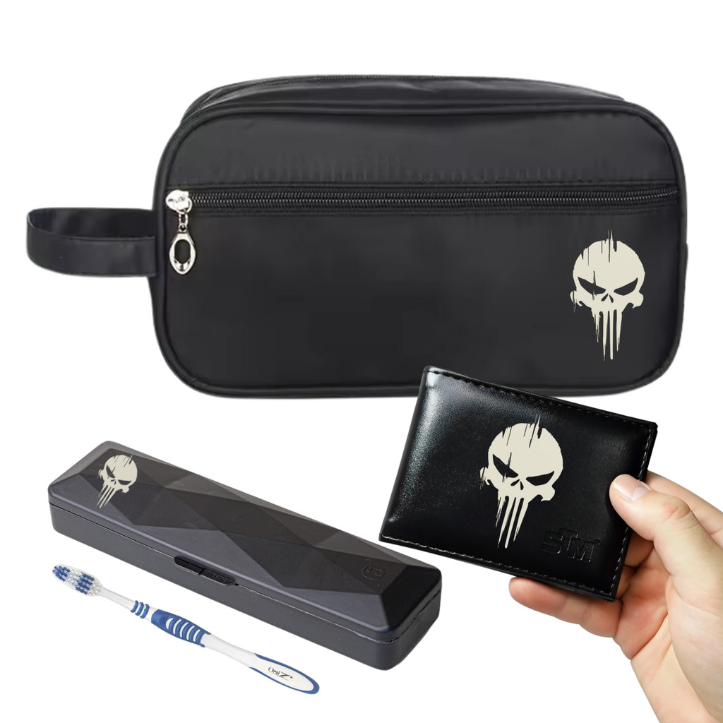 Kit Conjunto Nécessaire Nylon C/Carteira e estojo