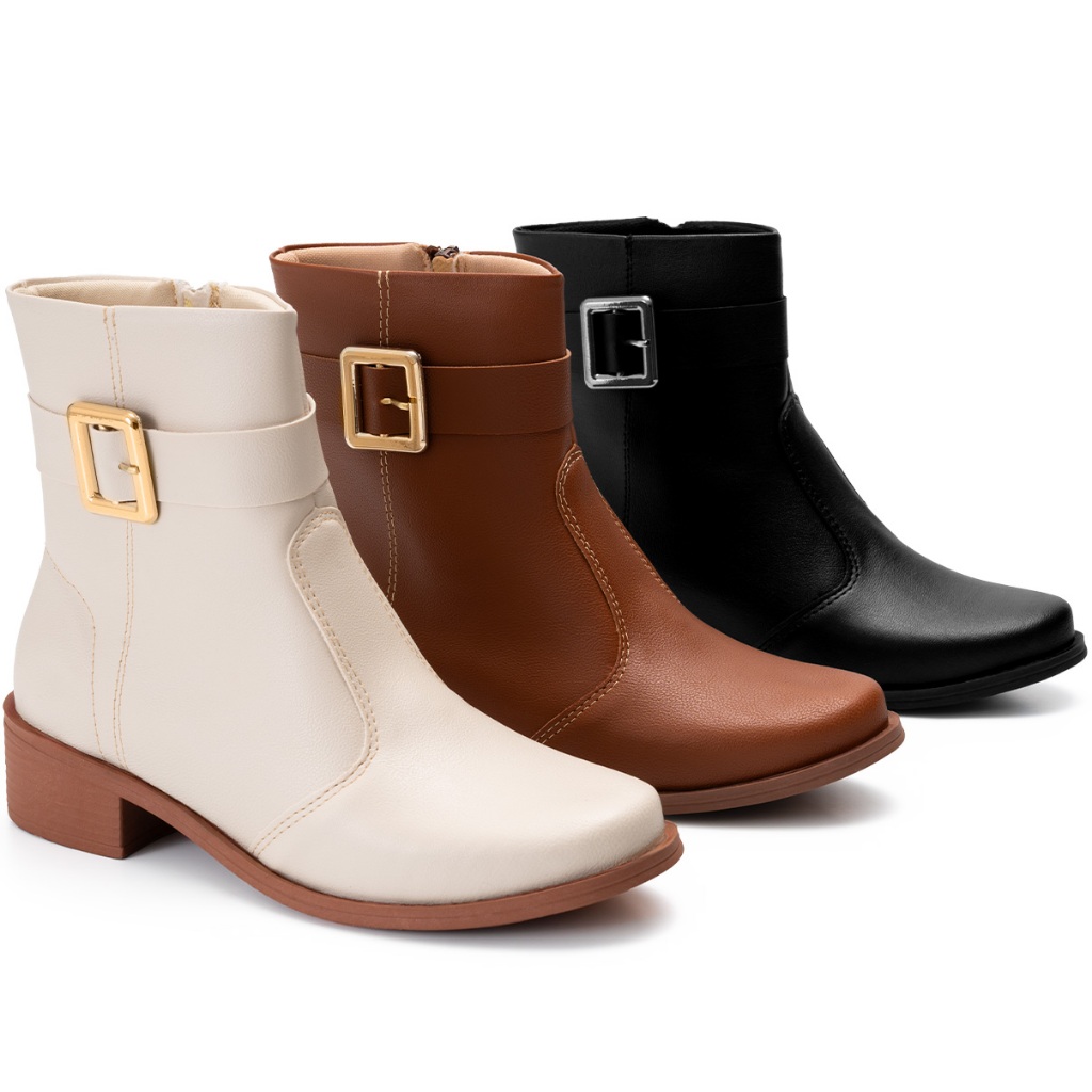 Bota Feminina Lumiss Montaria Rasteira Cano Baixo 