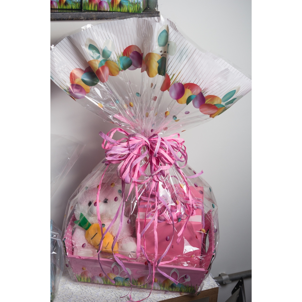 KIT SACO CELOFANE + LAÇO FACIL ( CESTA) PASCOA