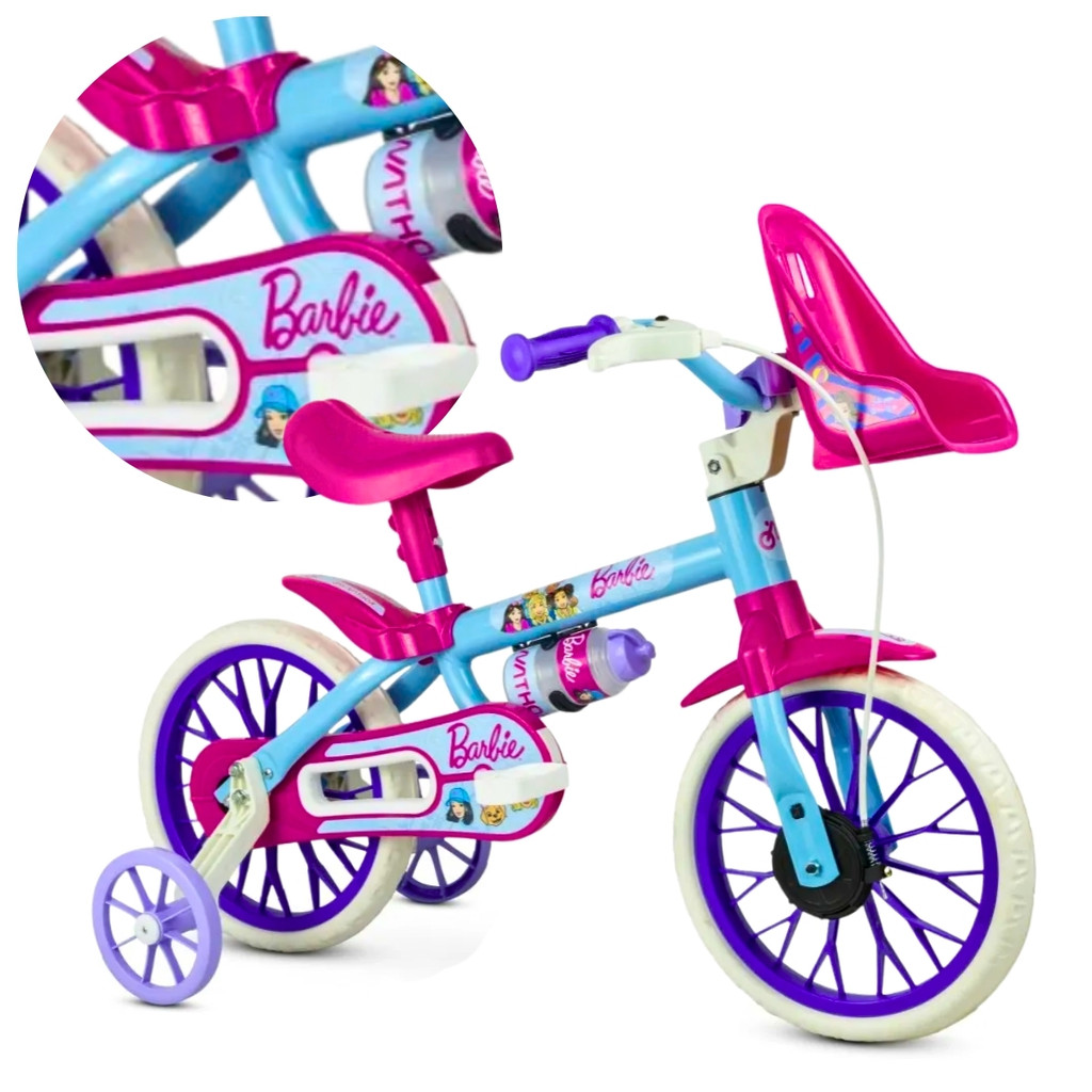 Bicicleta Infantil Aro 12 Nathor Barbie Menina 1-4