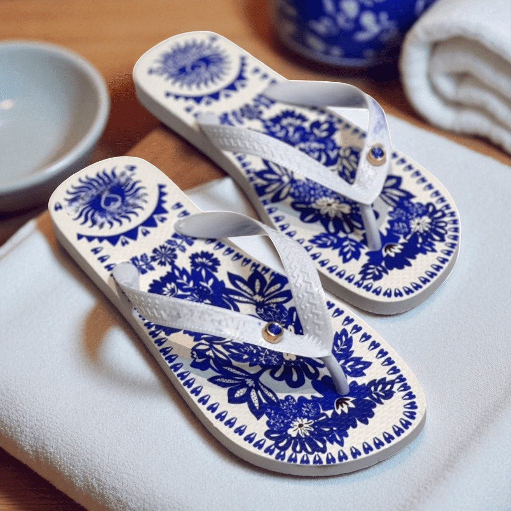 Chinelo Feminino Azul Floral Lançamento Verão 20