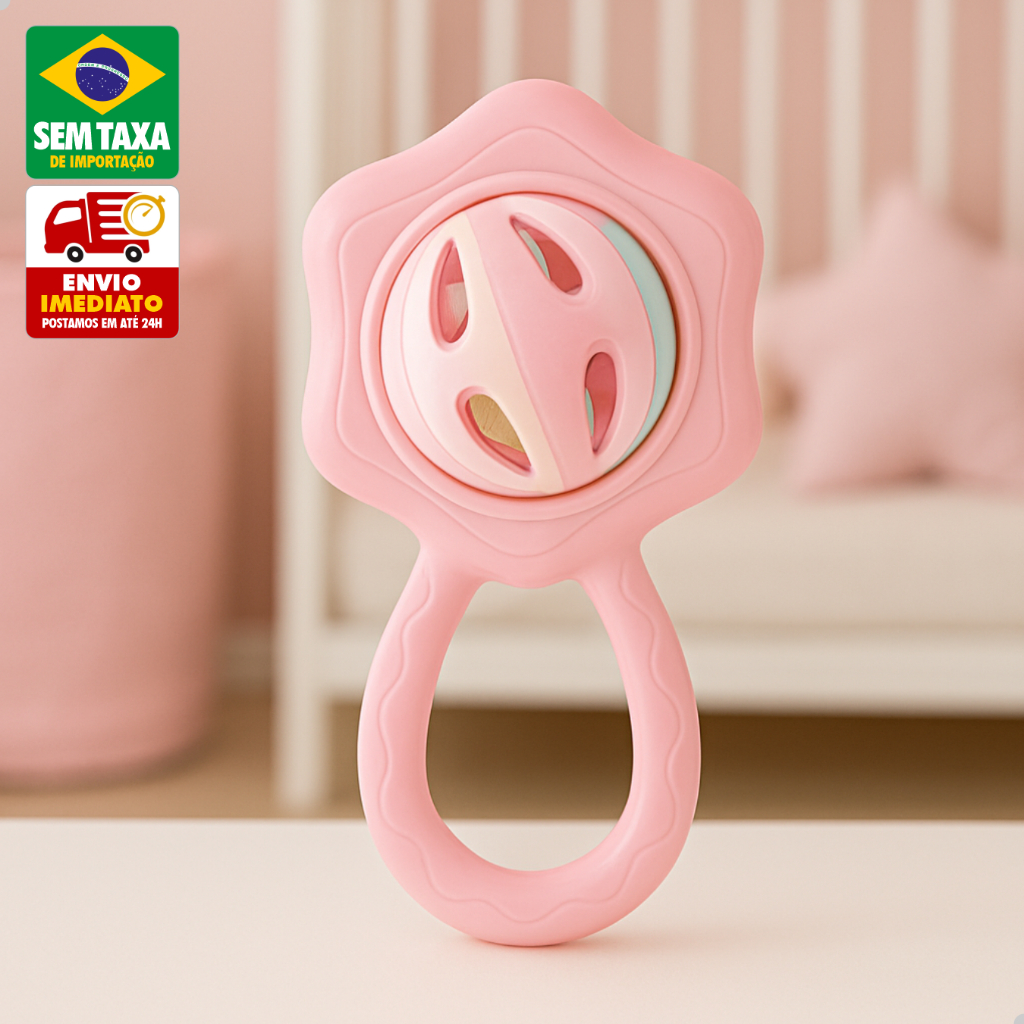 Brinquedo Chocalho Interativo para Bebê 13cm Colo