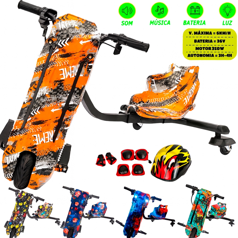 Triciclo Elétrico Drift 350W Bluetooth 8 Polegada