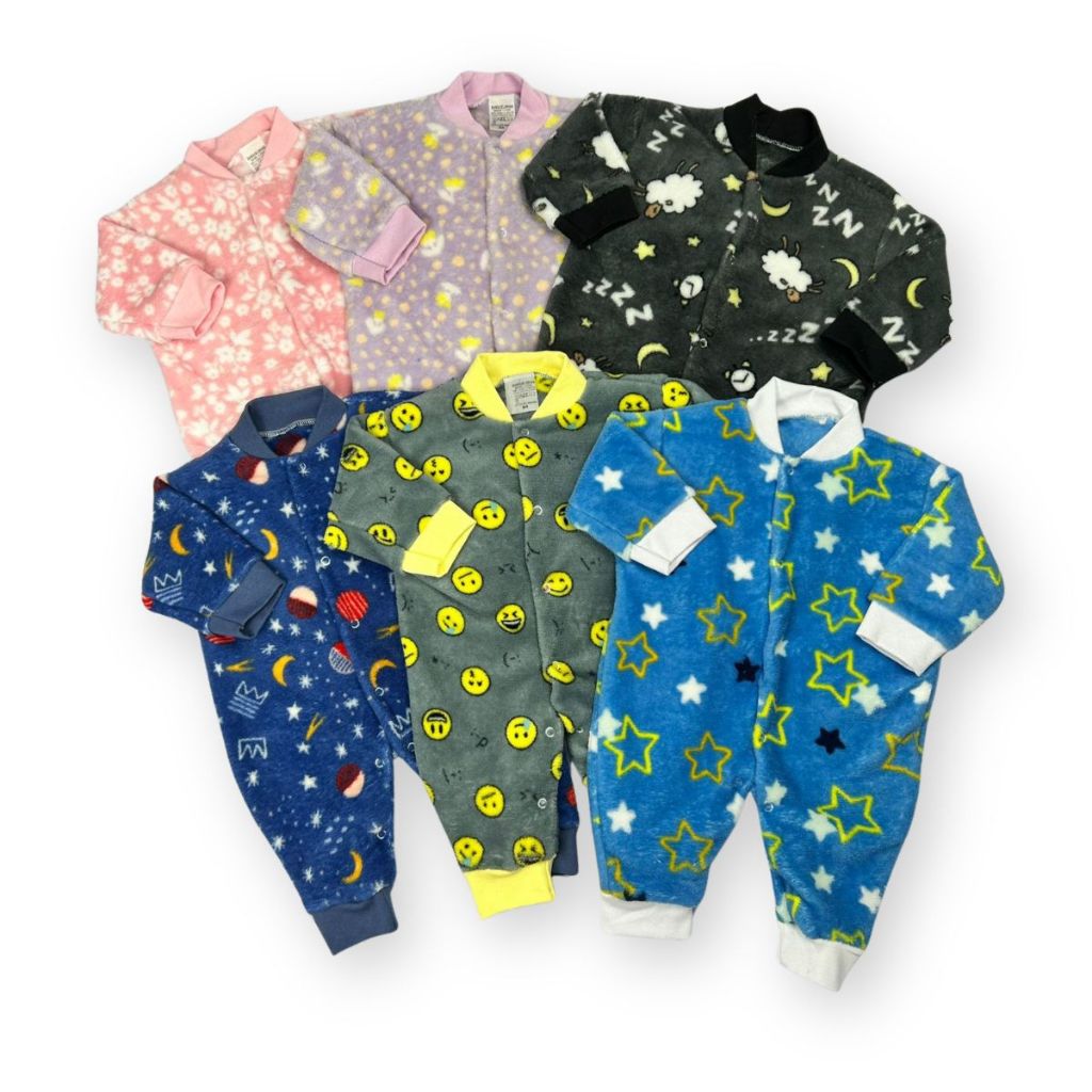 Macacão Microfibra Estampada Macio e Quentinho Me