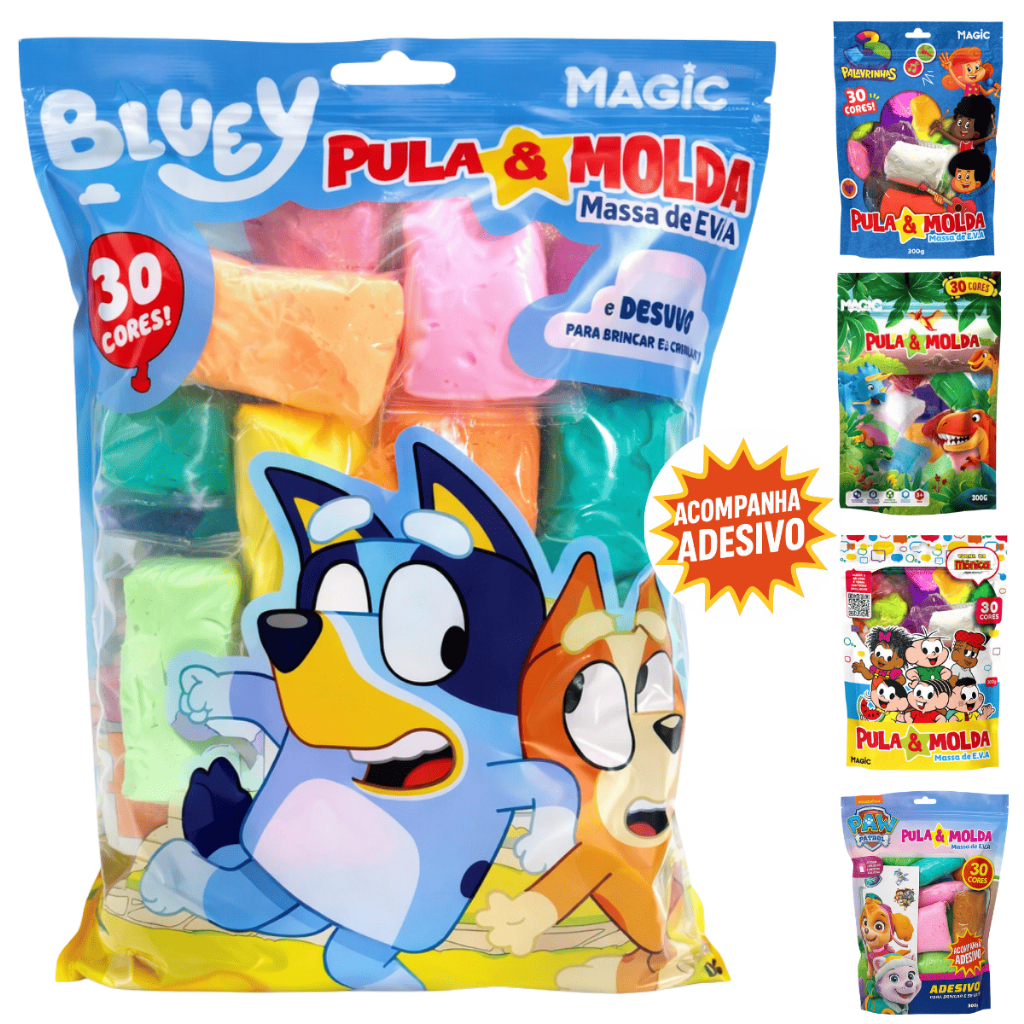 Massa de EVA Pula e Molda 30 Cores 300gr Dinossau