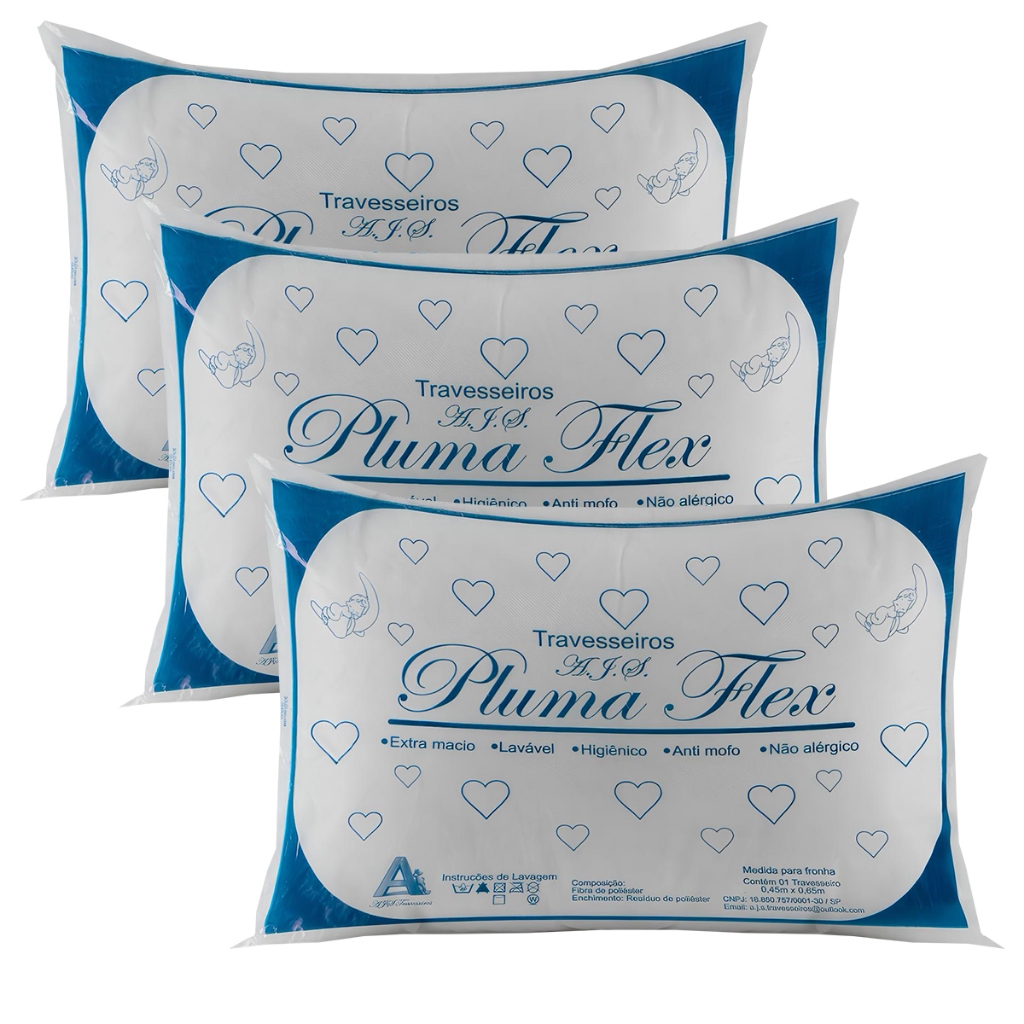 Kit com 3 Travesseiros Tnt de Manta Fibra Mista Ma