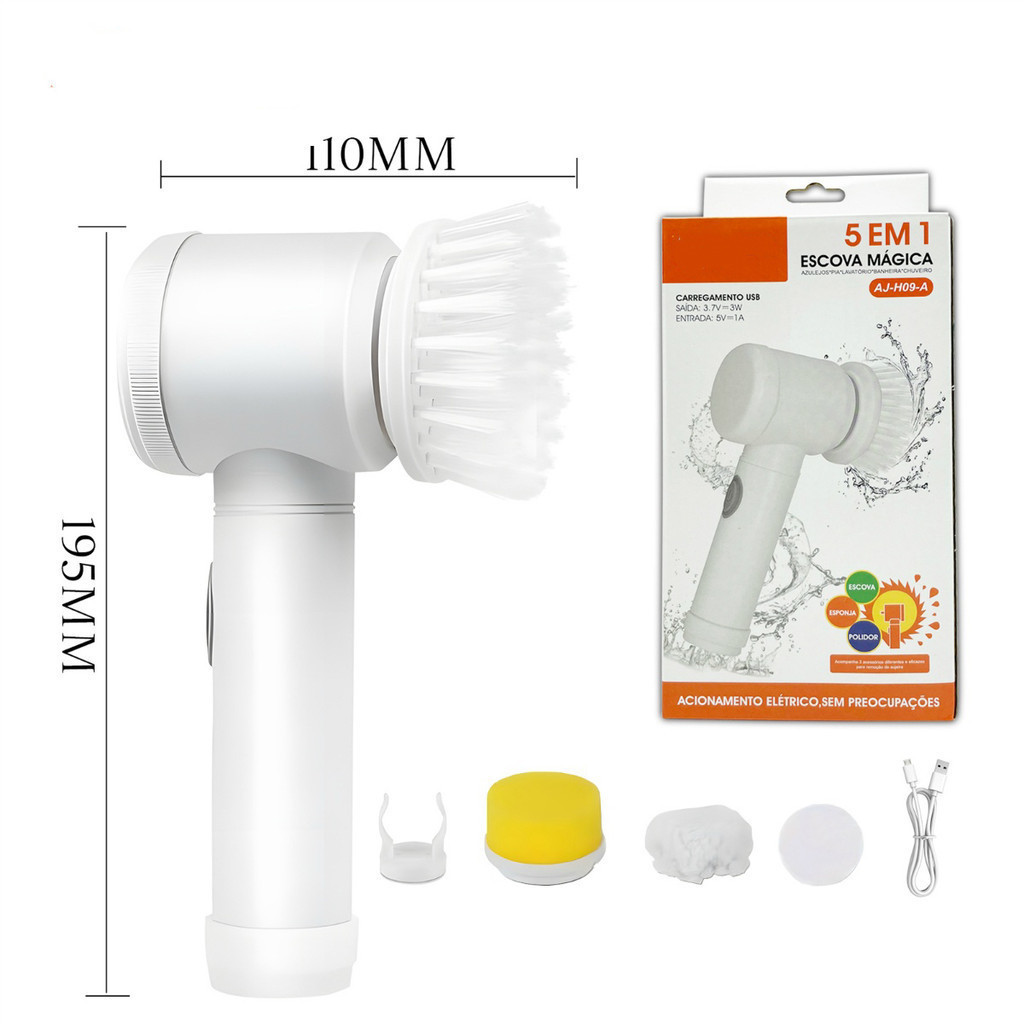 Escova Eletrica de Limpeza 5 em 1 Sem Fio Limpador