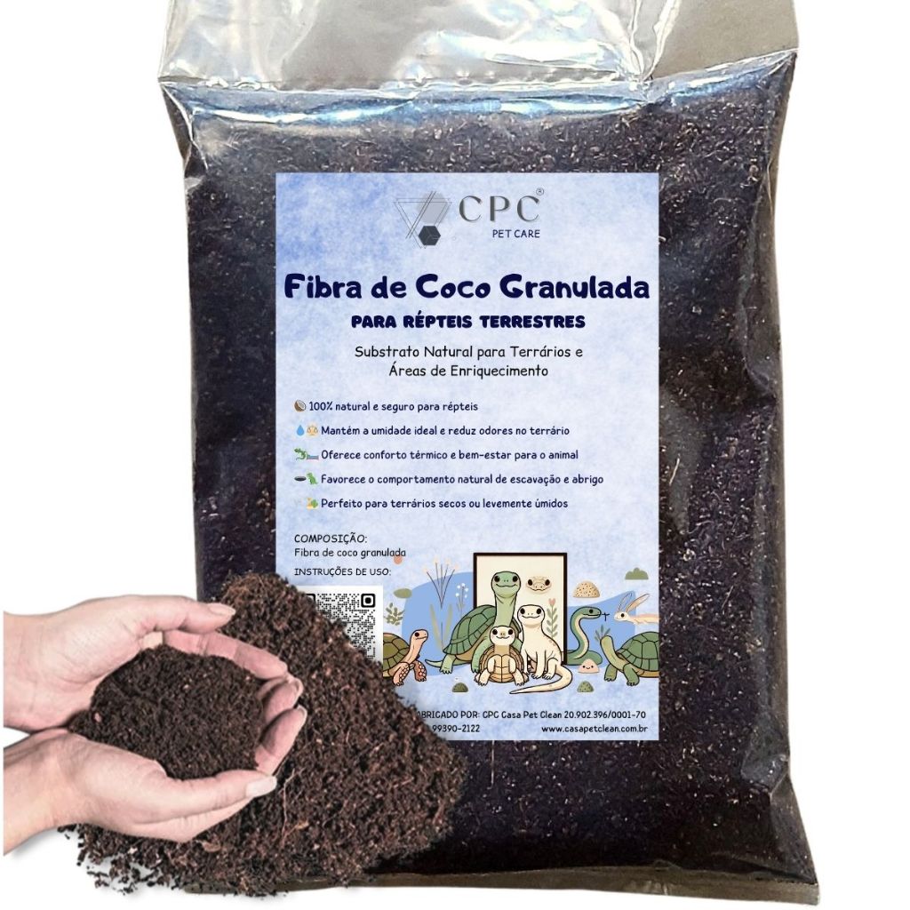 Fibra de Coco Granulada Para Répteis Terrestres C