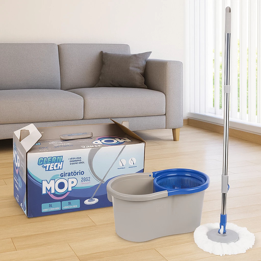 Mop Giratório Esfregão 360° Balde Duplo Centrí