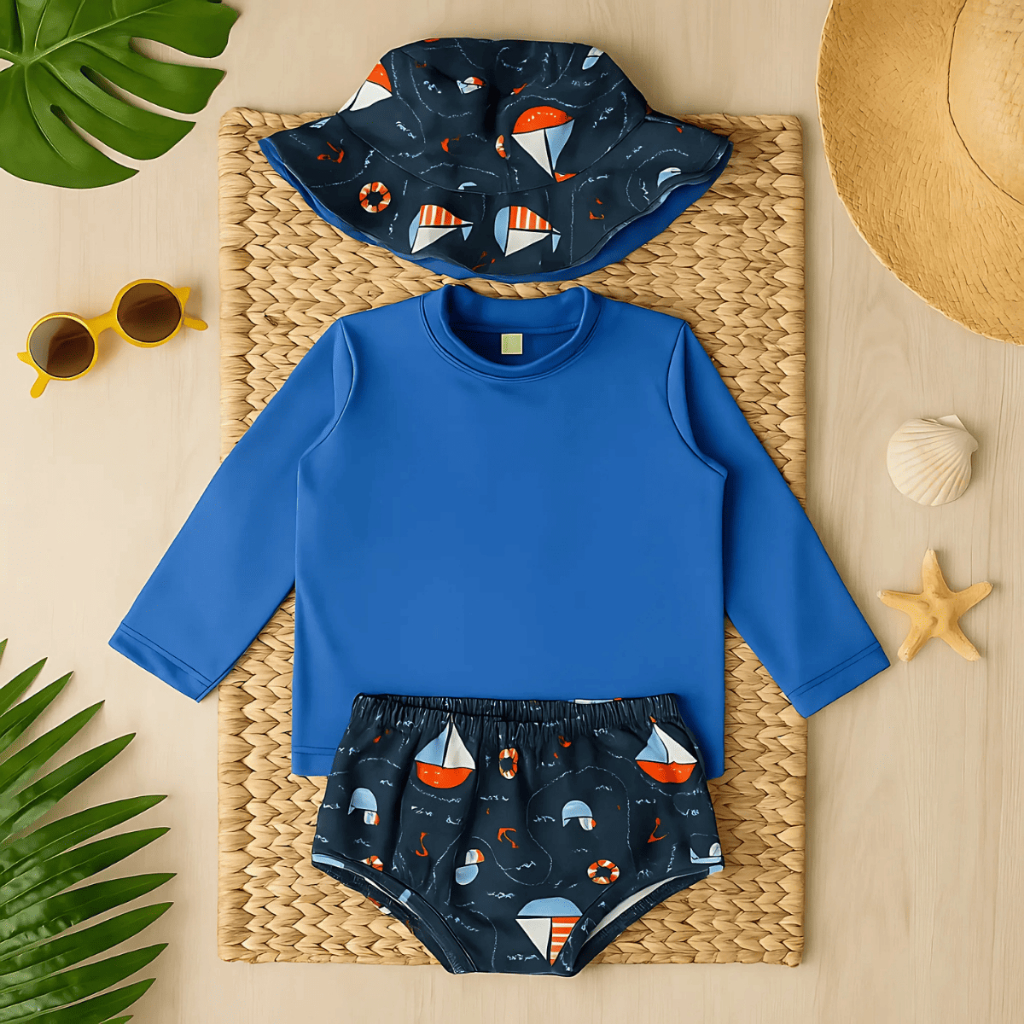 Conjunto Praia Bebê Proteção Uv 50+ Com Forro M