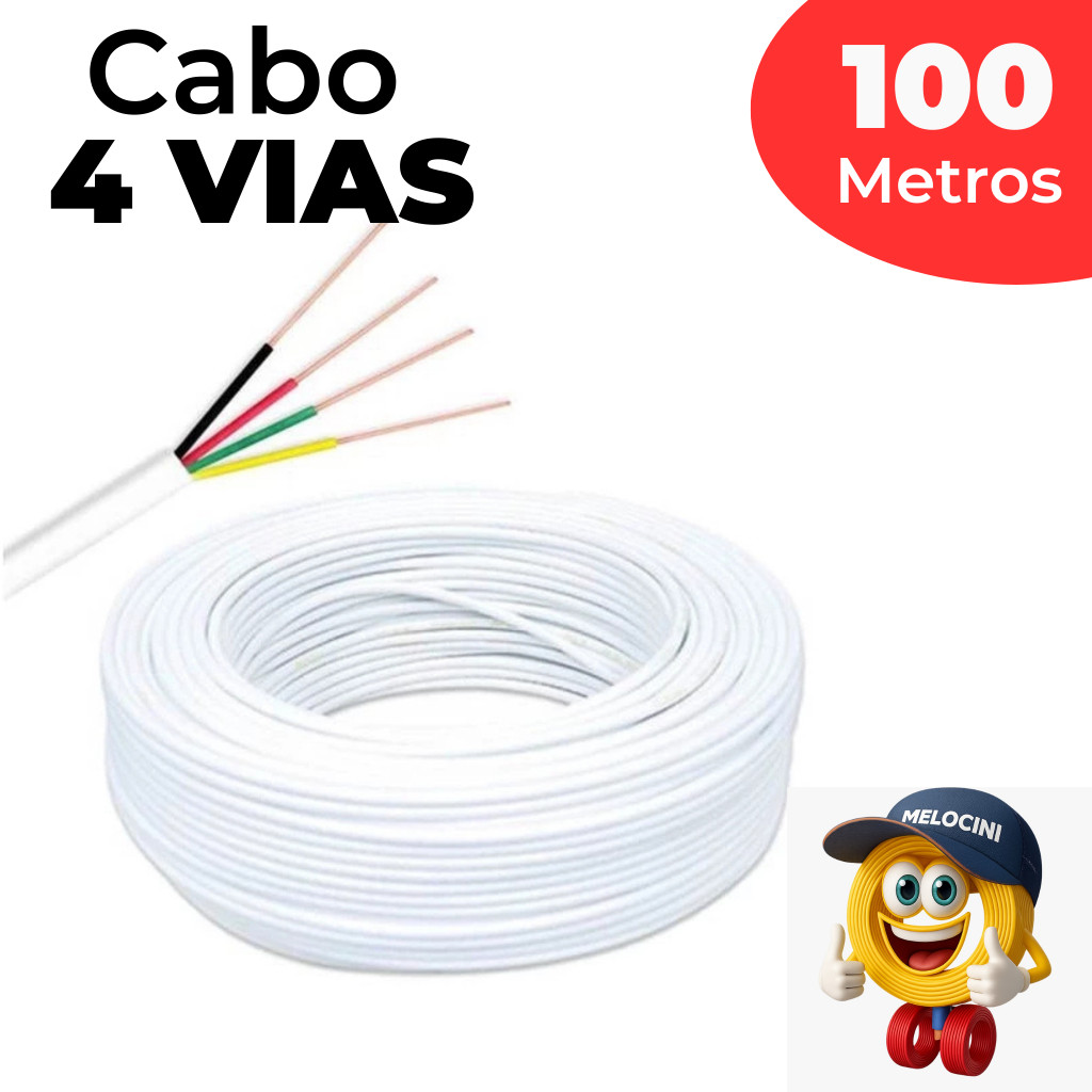 Cabo Para Alarme e Interfone 4 vias 0,40mm –