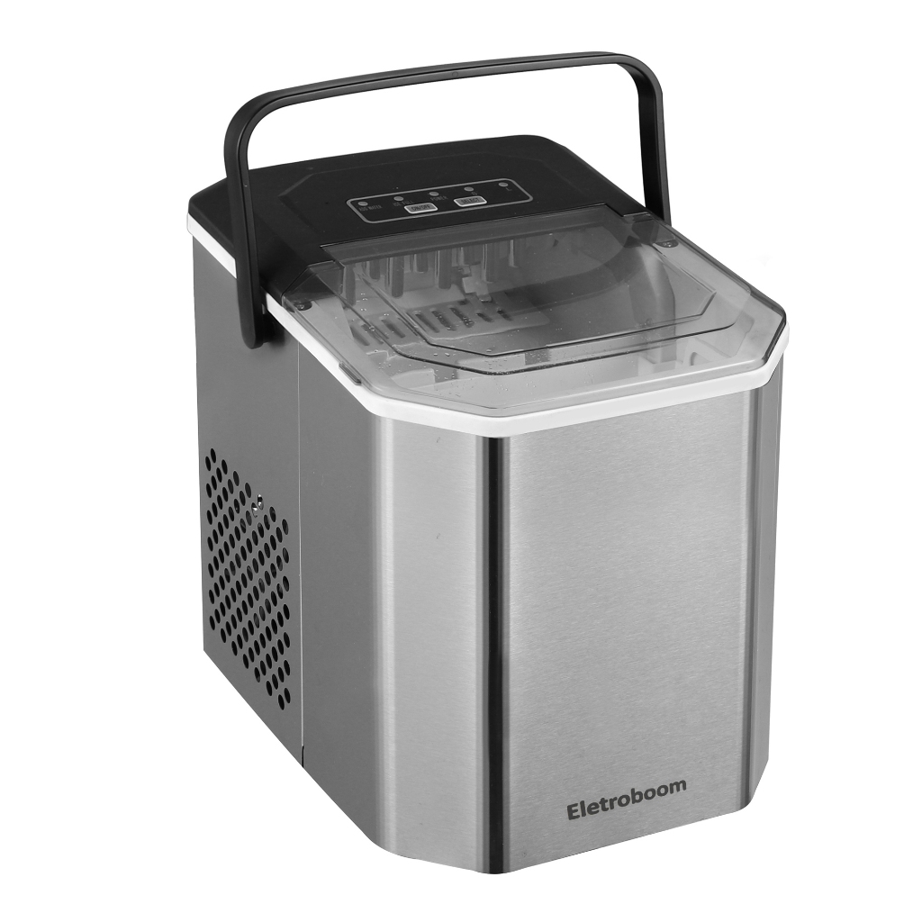 Maquina de Gelo 12kg Cubos Turbo Inox Portatil Ele