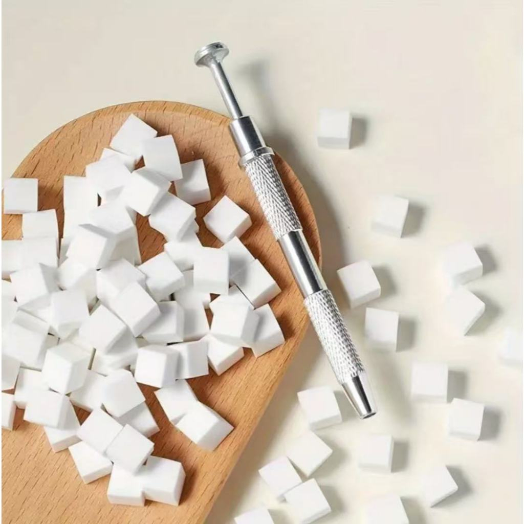 Kit 100 Esponjas + Aplicador metálico De Unha Cub