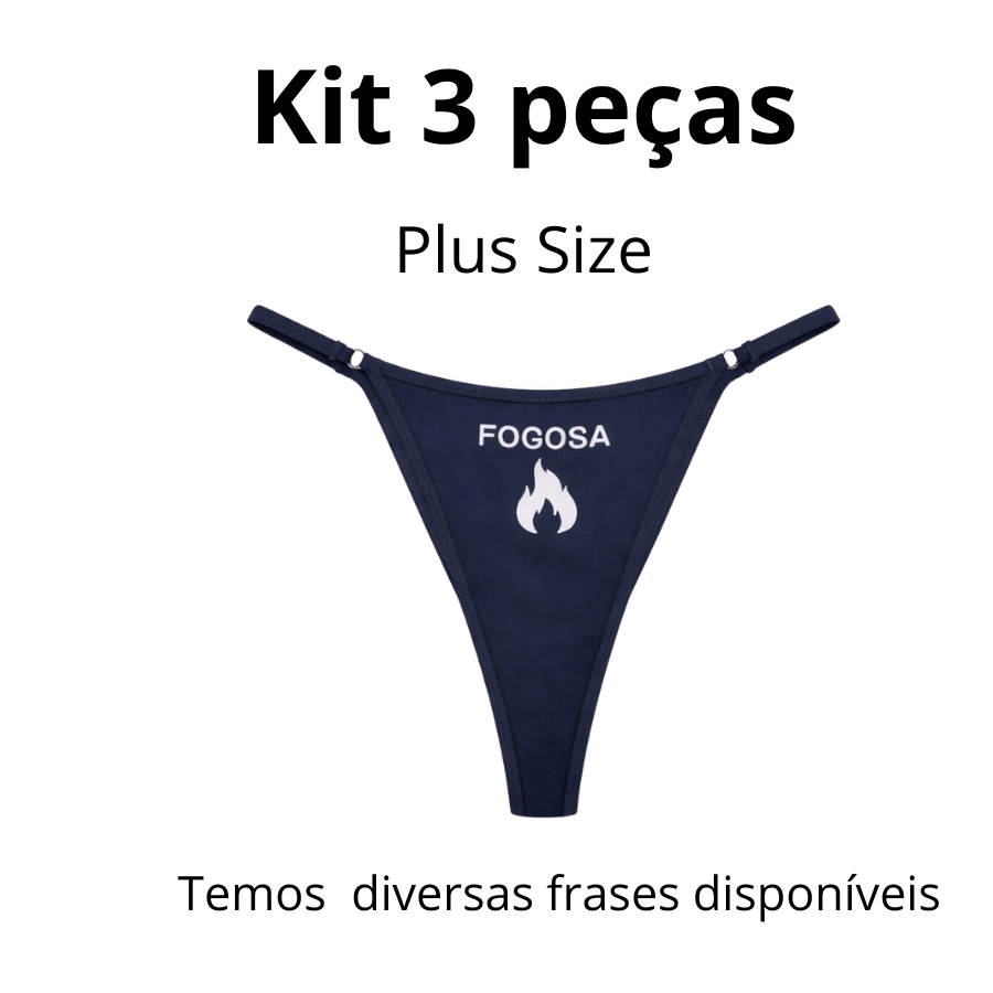 Kit 3 Calcinhas Plus Size Mid Size  Fio Dental Sen