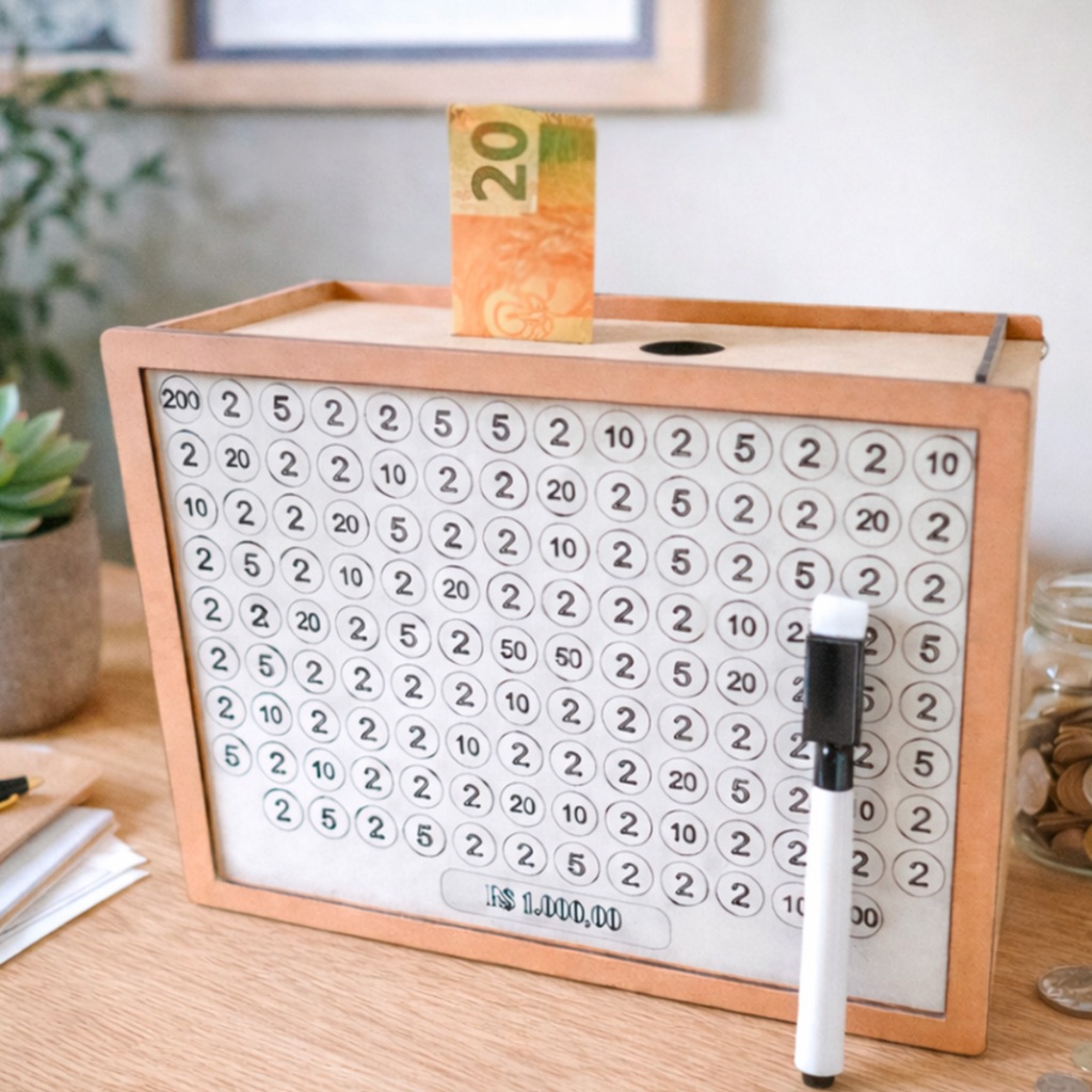 Cofre MDF Desafio 10 Mil 5 Mil 1 Mil Personalizado