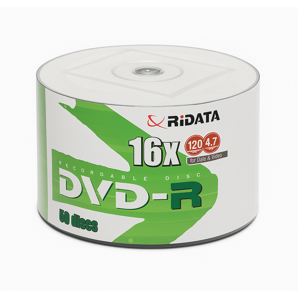 100 Dvd-r Ridata Logo Branco 4.7gb 120 Minutos 16x